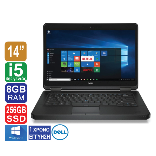 Laptop 14" Dell Latitude E5440, HD+ 1600x900, Intel Core i5 4300U (4ης γενιάς), 8GB RAM, 256GB SSD, DVD RW, HDMI, VGA, Intel HD Graphics 4400, Windows 10 Pro