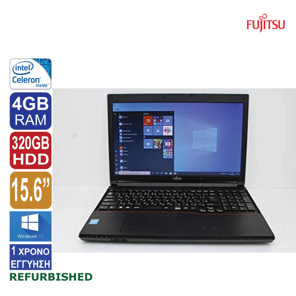 Laptop 15.6" Fujitsu LifeBook A553, Intel Celeron B830, 4GB RAM, 320GB HDD, Αποσπώμενη Web Camera, DVD, Windows 10 (ΠΡΟΪΟΝ Grade B)
