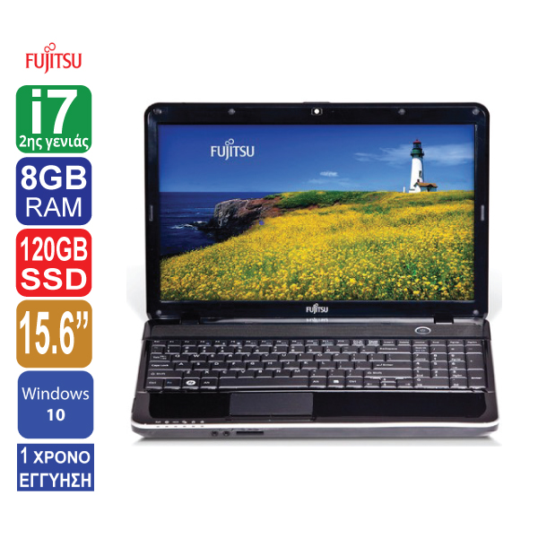 Laptop 15.6" Fujitsu Lifebook AH531, Intel Core i7 2620M (2ης γενιάς), 8GB RAM, 120GB SSD, Web Camera, Windows 10 Pro (ΠΡΟΙΟΝ ΕΚΘΕΣΙΑΚΟ) 