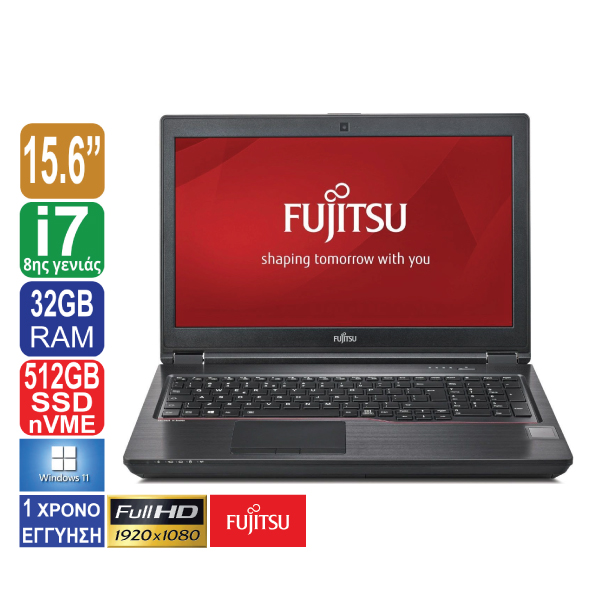 Laptop 15.6" Fujitsu Celsius H780, 1920x1080 Full HD, Intel Core i7 8750H (8ης γενιάς), 32GB RAM, 512GB SSD NVMe, Nvidia Quadro P600, Web Camera, Windows 11 Pro (ΠΡΟΙΟΝ ΕΚΘΕΣΙΑΚΟ GRADE - A) ΔΙΑΘΕΣΙΜΟ ΑΠΟ 30/11