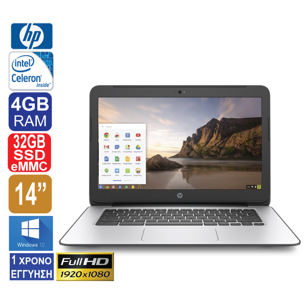 Laptop 14″ Full HD 1920x1080, HP 14 G4, Intel Celeron N2490, 4GB RAM, 32GB eMMC, HDMI, Web Camera, Windows 10 