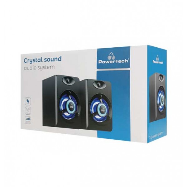 Ηχεία POWERTECH Crystal sound PT-842, 2x3W, 3.5mm, μαύρα