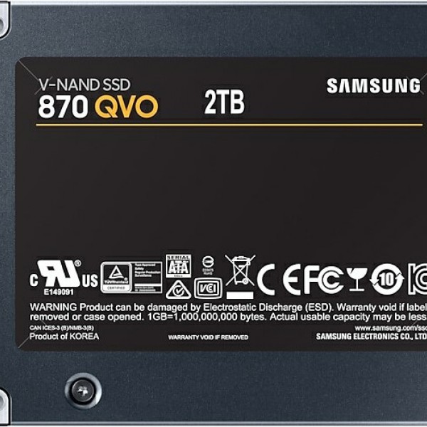 ΣΚΛΗΡΟΣ ΔΙΣΚΟΣ Samsung 870 Qvo SSD 2TB 2.5'' SATA III  brand new (ΚΑΙΝΟΥΡΙΟ ΠΡΟΙΟΝ ΣΦΡΑΓΙΣΜΕΝΟ)